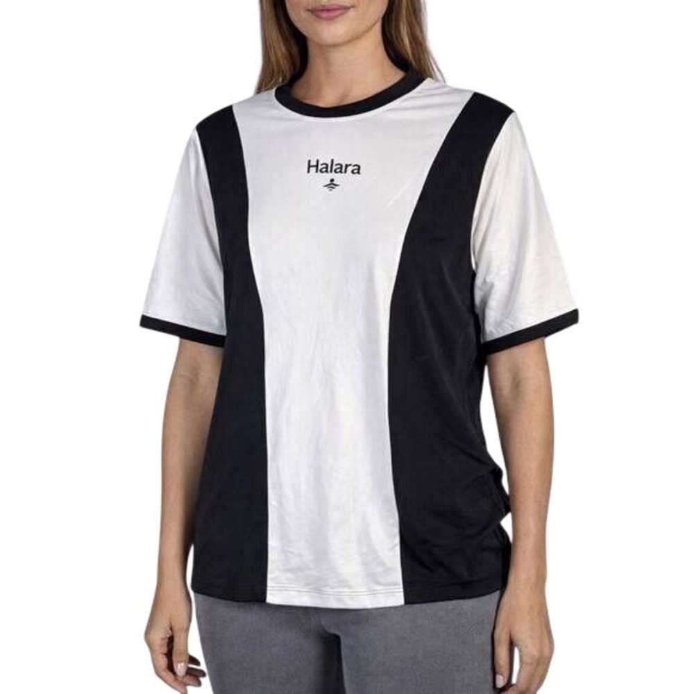 Halara‎ NWT Black White Colorblock Activewear Short Sleeve Top Size Small